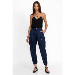 NWT Johnny Was 4 Blue Jacquard Pull On Eclectic Boho Vintage Inspired Joggers